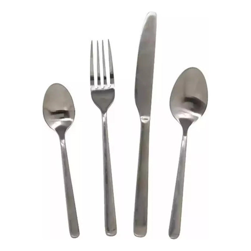 Set De Cubiertos Cucharas Cuchillos 24 Piezas Para El Hogar Plateado