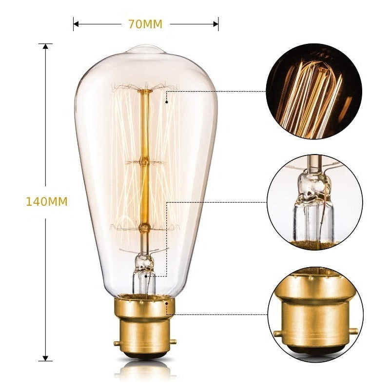 Pack X10 Ampolleta Led Vintage Filamento Cálida Ahorradora Cálida