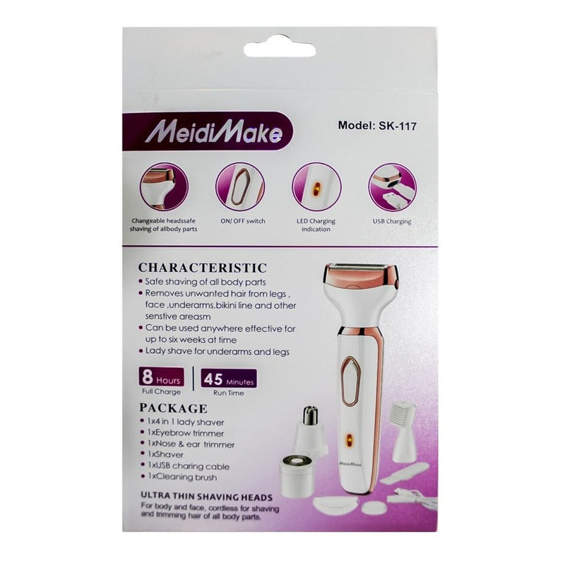 Depiladora Para Mujer 4 En 1 Recargable Bikini Nariz Cejas