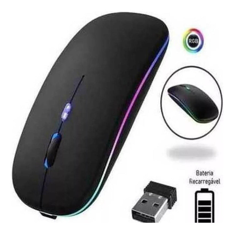 Mouse Inalámbrico 2.4 Plano Luz Rgb Mouse Con Luces Led