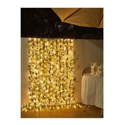 Guirnalda De Luces Led Solares De Hojas De Arce De 10 M Amarillo