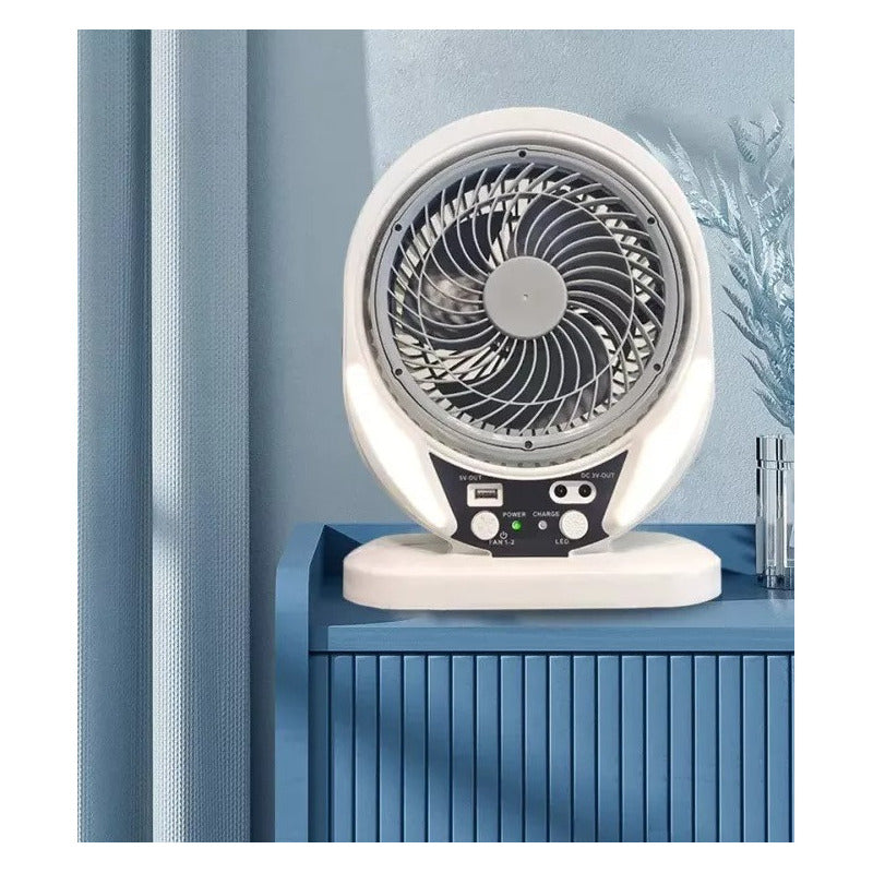 Ventilador Portátil Recargable Panel Solar Con 1 Ampolleta 17 Cm 50 Blanco Negro Plástico 7