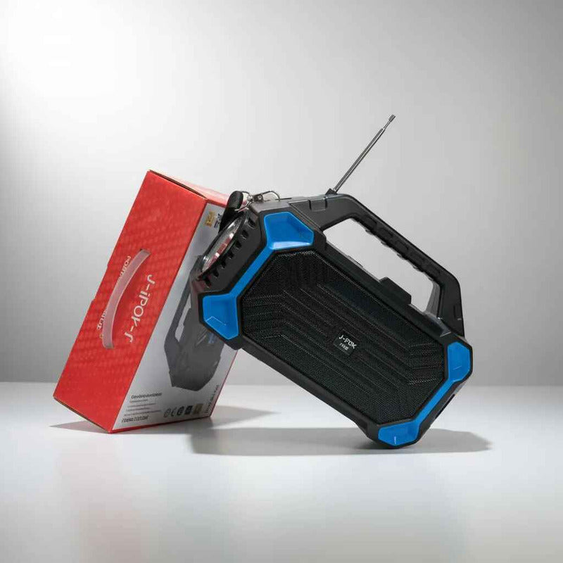 Parlante Solar Recargable Con Linterna, Radio, Usb, Mic Negro