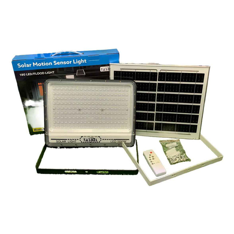 Pack X2 Reflector Solar 1500w Con Panel Separado Y Control Negro Blanco Frío