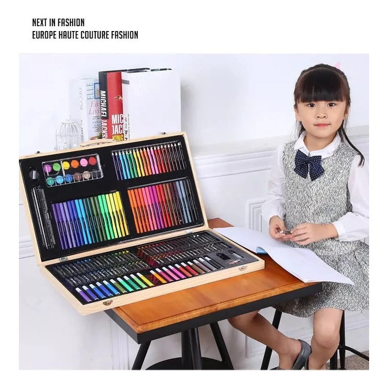Maleta 208 Piezas Dibujo Infantil Aprendizaje Arte Escolar