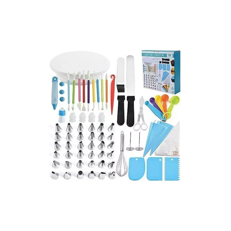 Kit De Decoración Pasteles De 66 Pzs + Pesa Gramera Tortas