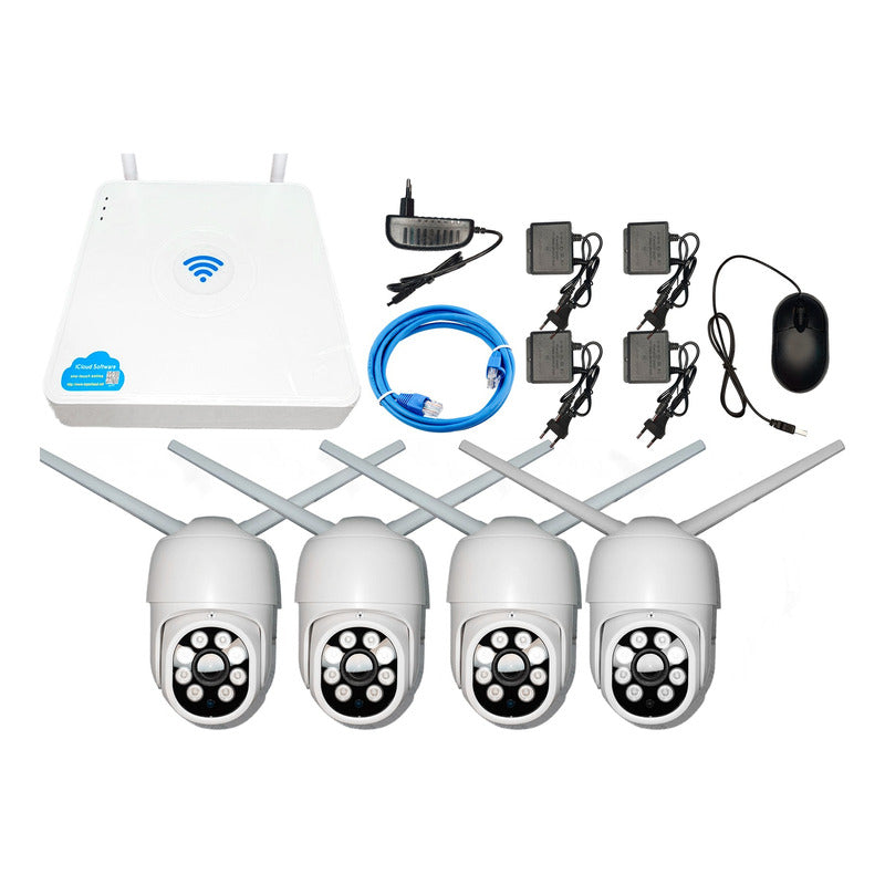 Kit Dvr 4 Camaras Seguridad Inalámbricas Wifi Blanco