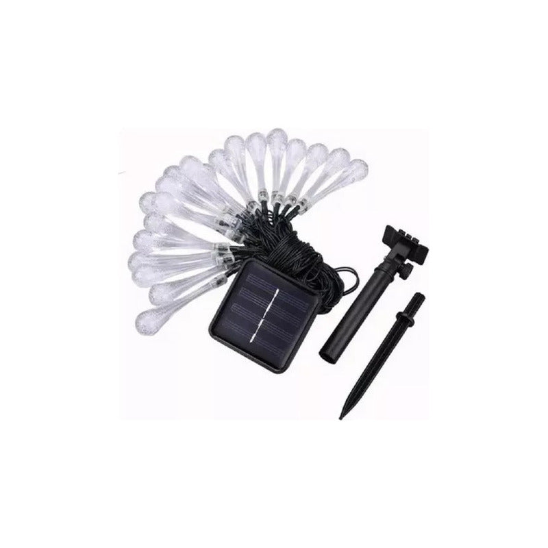 Guirnalda Luz Led Colores Forma Gota De Agua Con Carga Solar Cálida