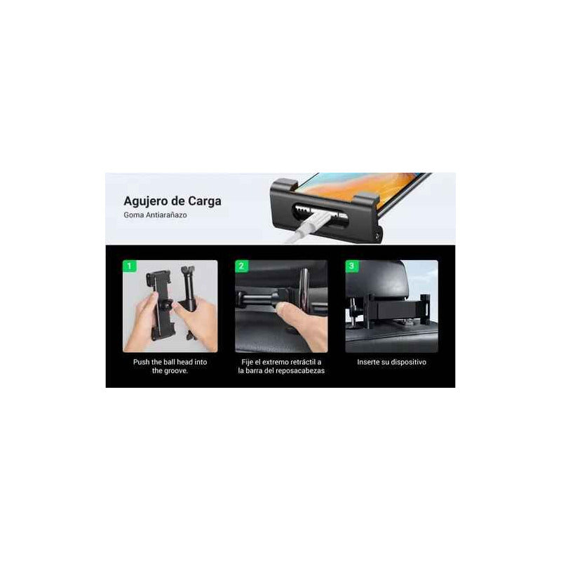 Soporte De Auto Asiento Trasero Celular Y Colgador Cartera Negro