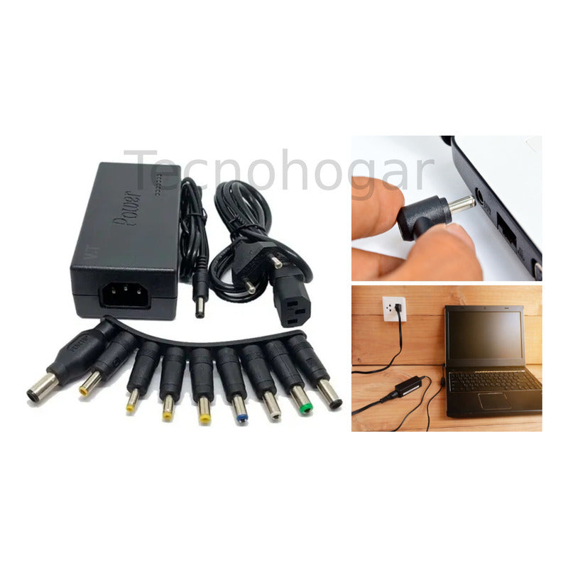 Cargador Universal Laptop Multimarca Regulable Negro