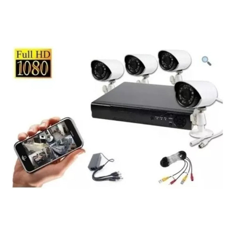 Kit Dvr Wifi + 4 Cámaras De Seguridad Interior Y Exterior