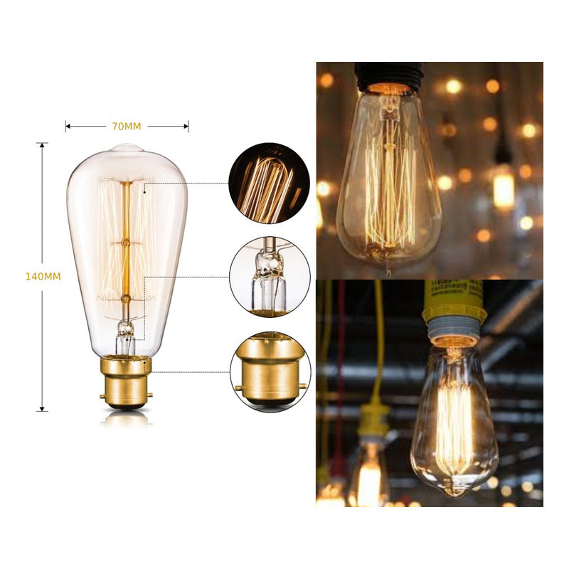 Pack X10 Ampolleta Led Vintage Filamento Cálida Ahorradora