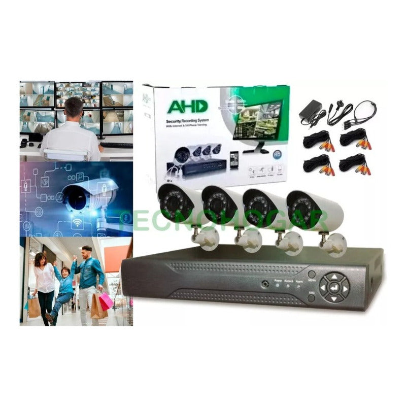Kit Dvr Wifi + 4 Cámaras De Seguridad Interior Y Exterior