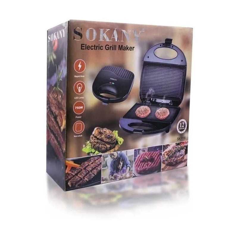 Tostador Sandwichera Parrillera Para Pan Carne 2 En 1 P Negro