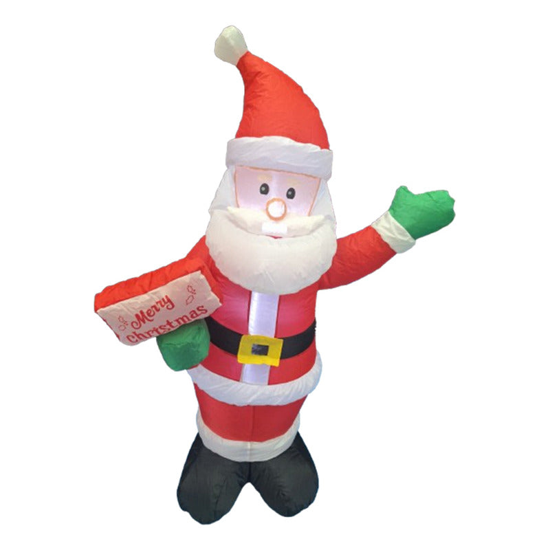 Viejito Pascuero Inflable 1.20 Mts Luz Led Santa Rojo