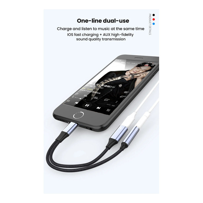 Cable Adaptador De Cable Lighthing, Jack Audifonos Y Carga