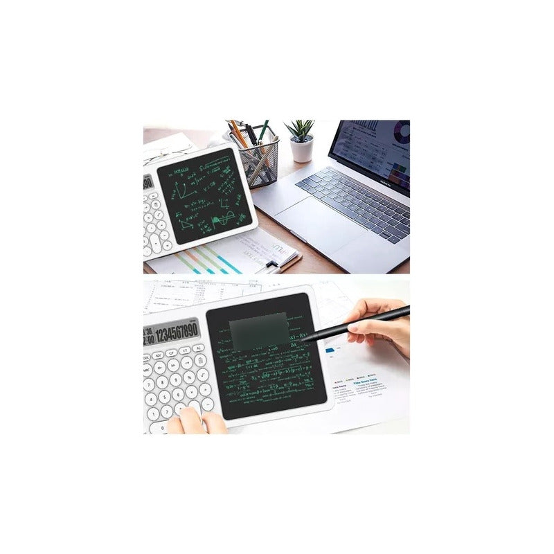 Calculadora 28 Teclas Con Bloc De Notas Lcd Tactil + Lapiz Blanco