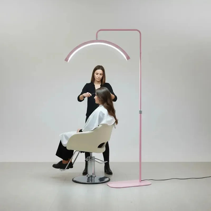 Lámpara Led Lashista Media Luna Profesional Para Manicure Estética Pestañas Cejas Spa Tatuaje Luz Led Rosa Soporte Ajustable De Piso Salón Belleza Cosmetología Alta Iluminación
