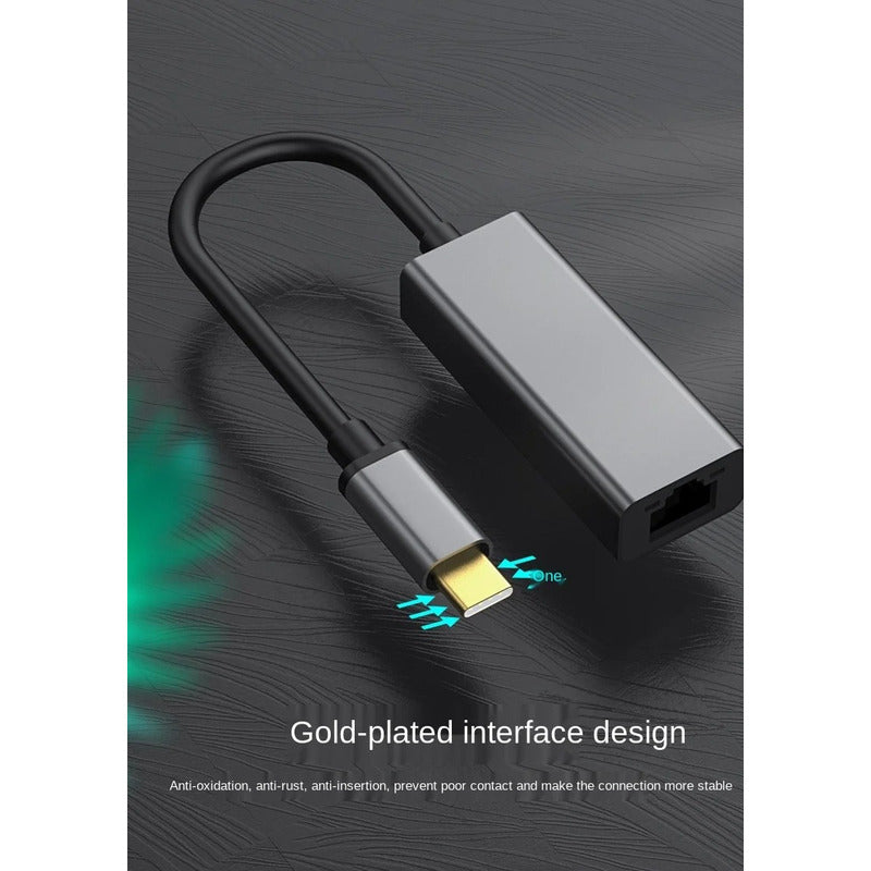 Adaptador Rj45 Para Red Ethernet Lan Usb C 3.1 A 1000mbps