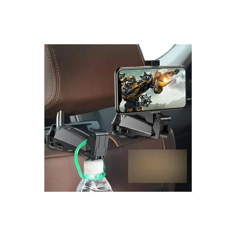 Soporte De Auto Asiento Trasero Celular Y Colgador Cartera Negro