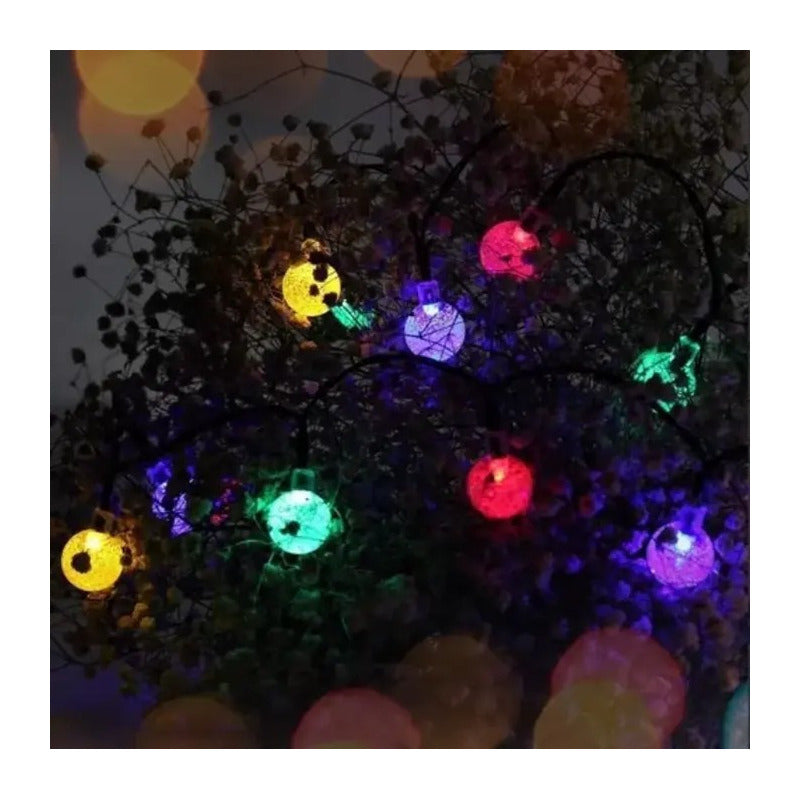 Luces Led Bolitas Guirnalda Multicolor Rgb Y Cálida Solar