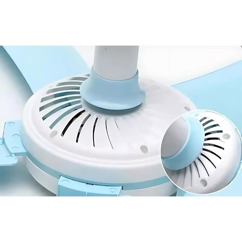 Mini Ventilador Colgante 5 Aspas Portatil Con Enchufe 40 Cm 50hz Blanco Celeste Plástico