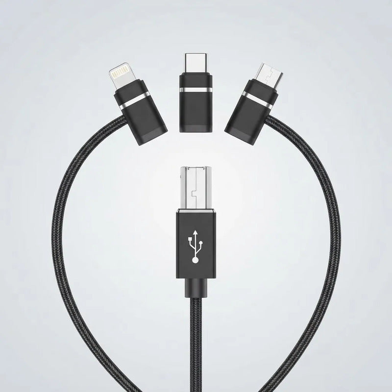 Cable Midi 3 En 1 Otg Salidas Usb-c Micro-usb Lightning 1 Mt Negro