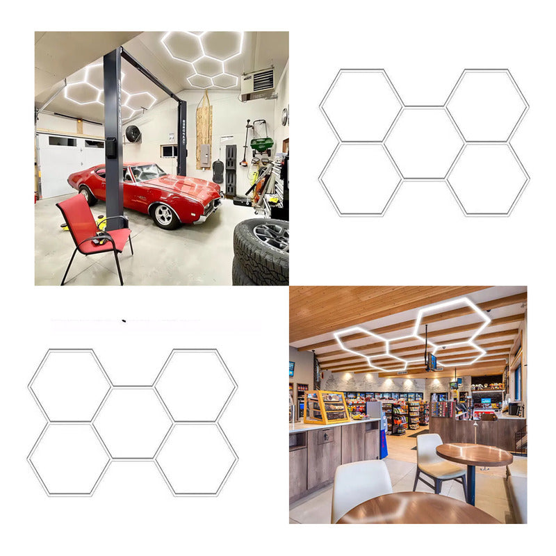 Lámpara Led Hexagonal 6500k Blanco Frío Talleres Restaurante