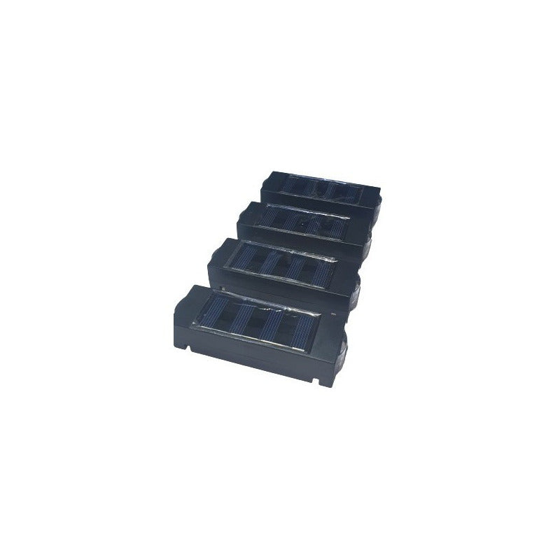 Pack X4 Aplique Solar 2 Watts 2 Leds De Pared Foco Negro