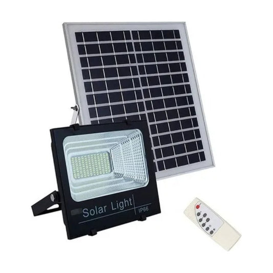 Foco Solar De 800w Led Con Panel Solar Y Control Remoto Negro Blanco Frío