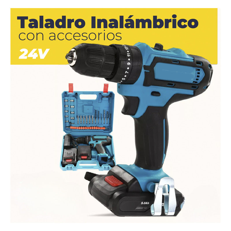 Taladro Atornillador Inalámbrico Con Maletin Azul 50 60 Hz