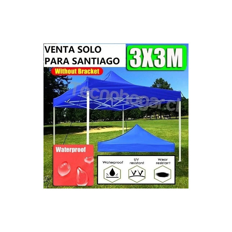 Toldo Metálico Inoxidable 3x3 Plegable Lona, Resiste Lluvia