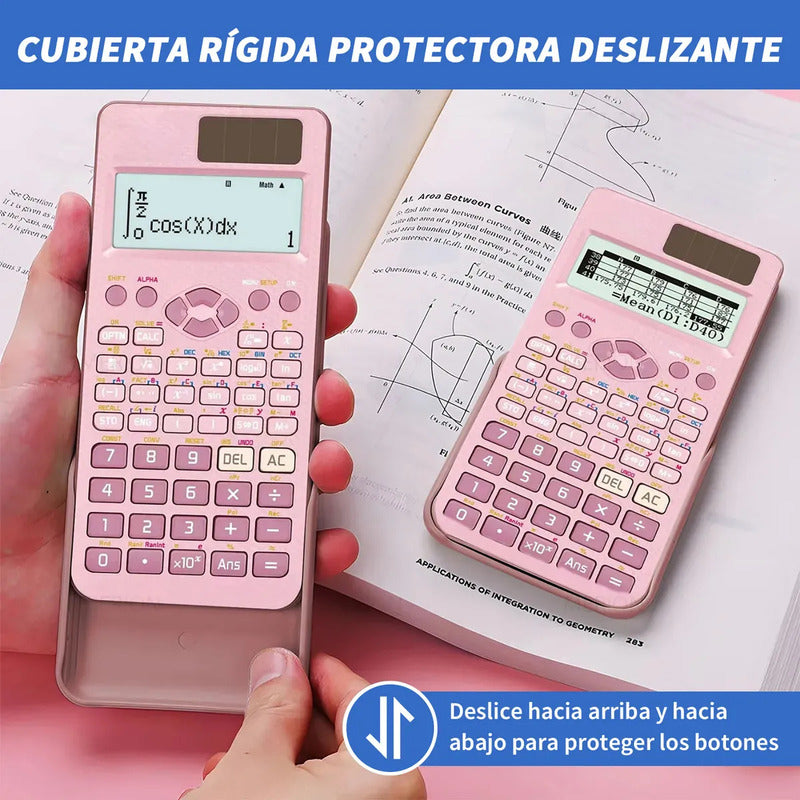 Calculadora Científica Con 417 Funciones Para Estudiantes, Rosa Rosa Claro