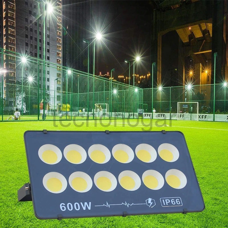 Foco Led De Lupa Reflector 600w Exterior Estadio Impermeable Negro Fría