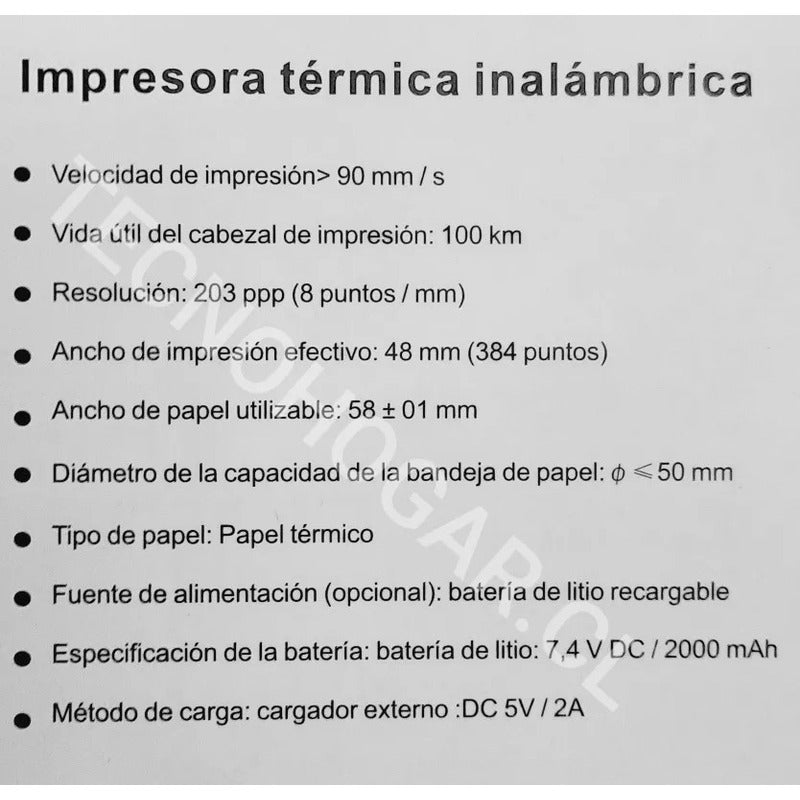 Impresora Bluetooth Mini Con Batatia (incluida) O Corriente