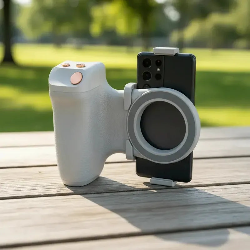 Empuñadura Magnética Para Cámara De Celular Smartphone Grip Ergonómico Con Disparador Bluetooth Soporte Magnético... Blanco