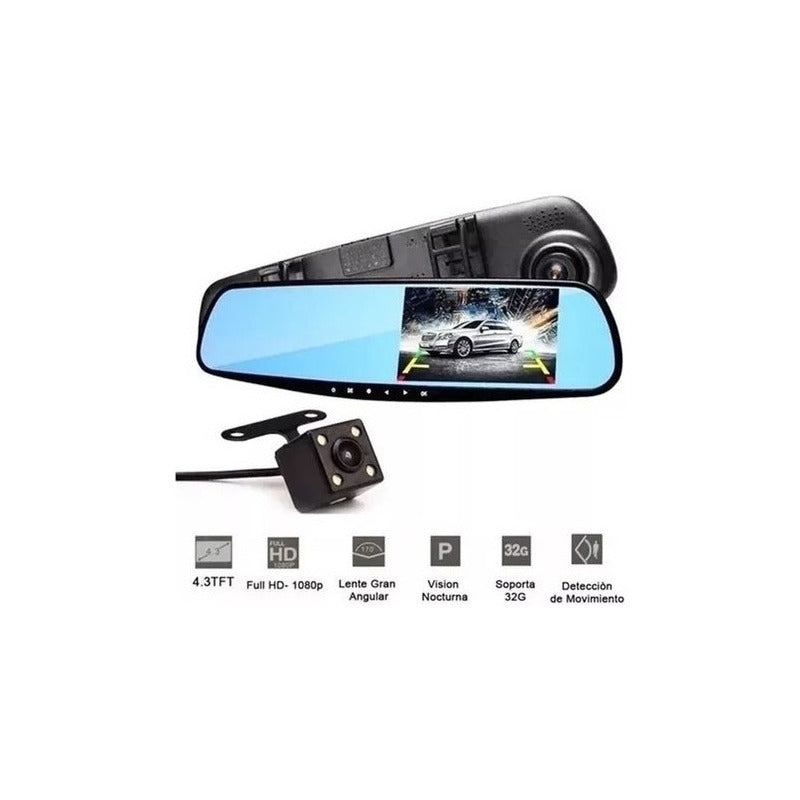 Espejo Retrovisor Con Cámara Retroceso Y Frontal Hd