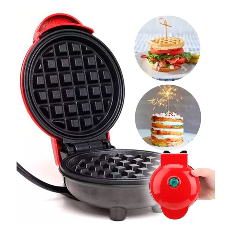 Mini Waflera Eléctrica Redonda Repostería Wafles
