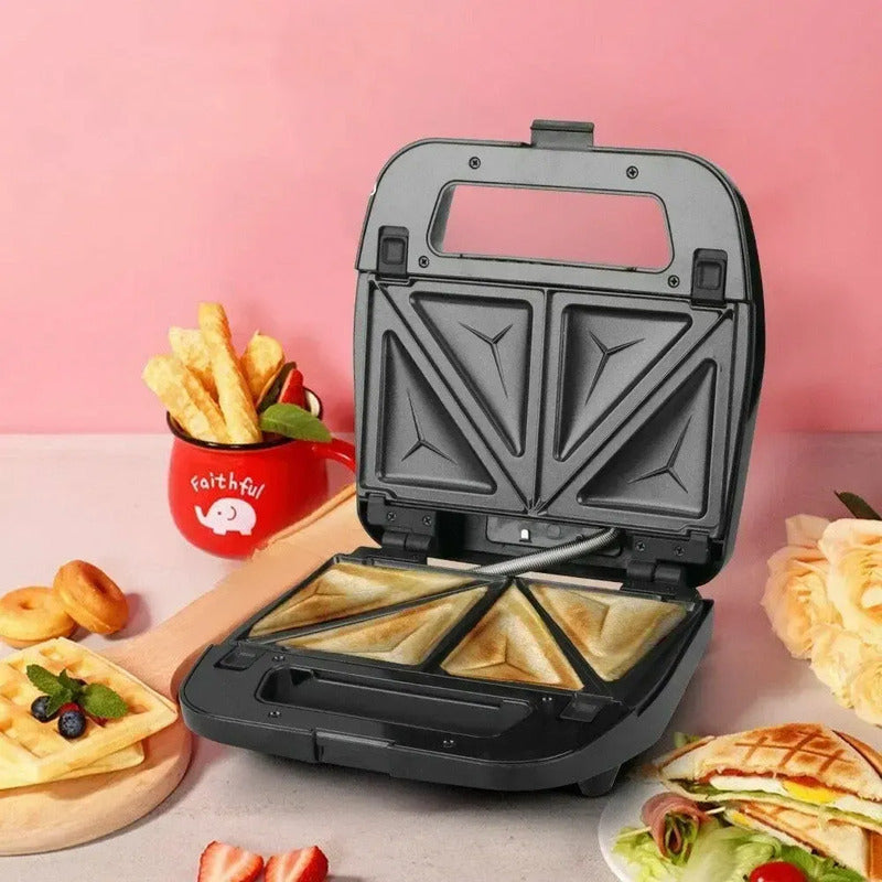 Maquina 3 En 1 Tostador - Grill De Carne - Wafflera Negro
