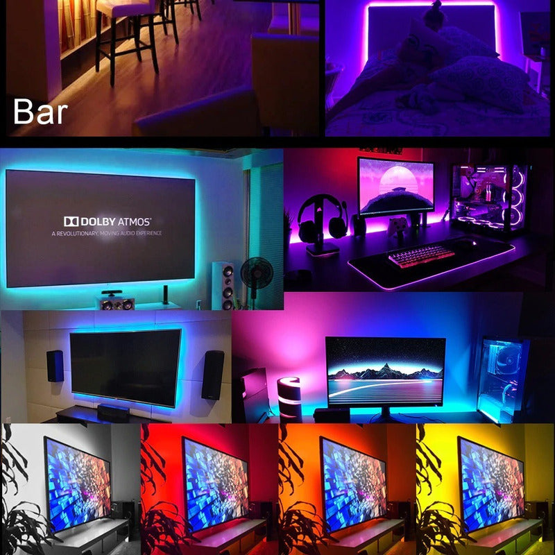 Cinta Tira Led Para Tv, Pc, Habitación Usb 5050 Rbg 2mts Rgb