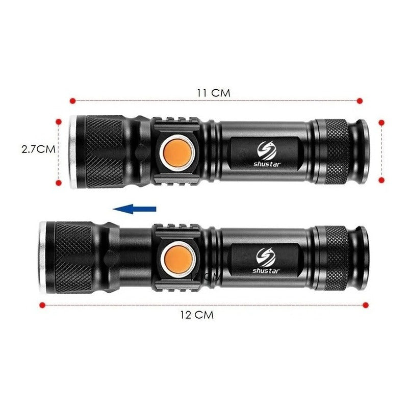 Linterna Recargable Led 3000 Lumens Con Zoom Resiste Lluvia