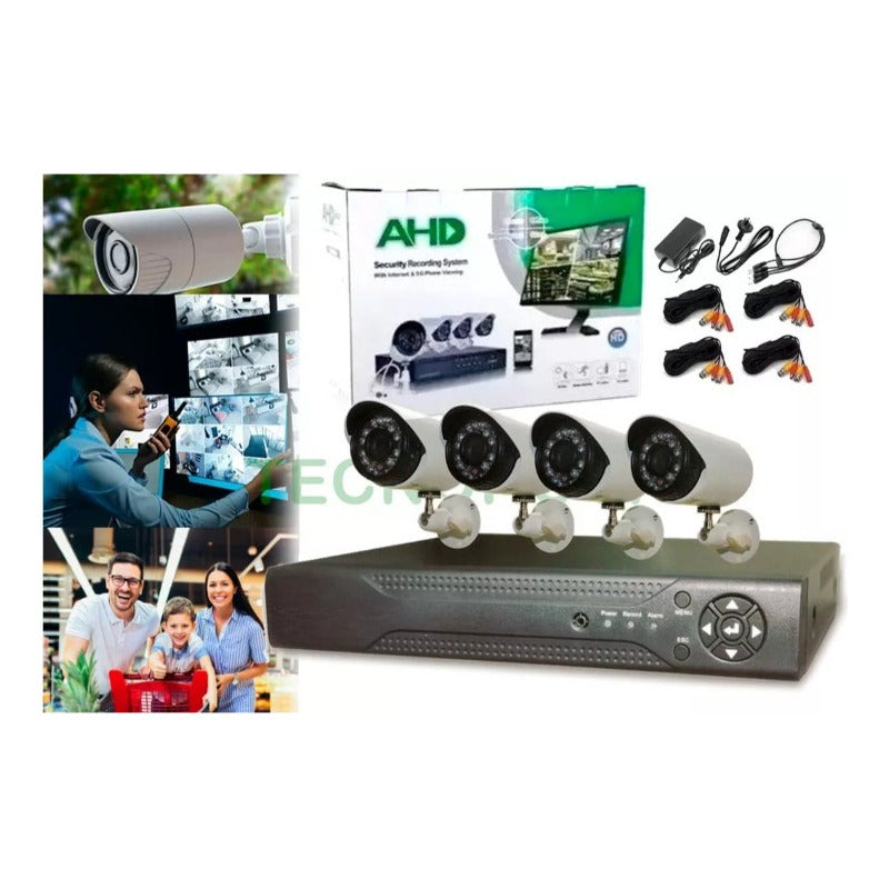 Kit Dvr Wifi + 4 Cámaras De Seguridad Interior Y Exterior