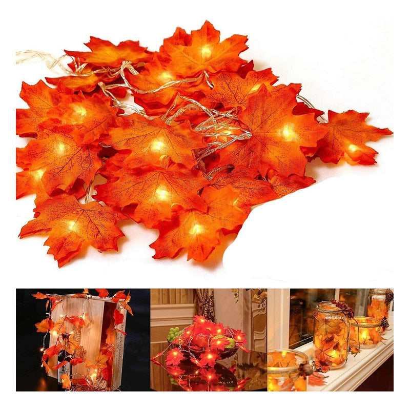 Luces Solar Guirnalda Hoja 30 Led Led Luz Cálida Navidad Cálida