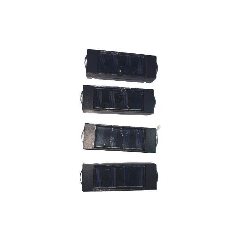 Pack X4 Aplique Solar 2 Watts 2 Leds De Pared Foco Negro