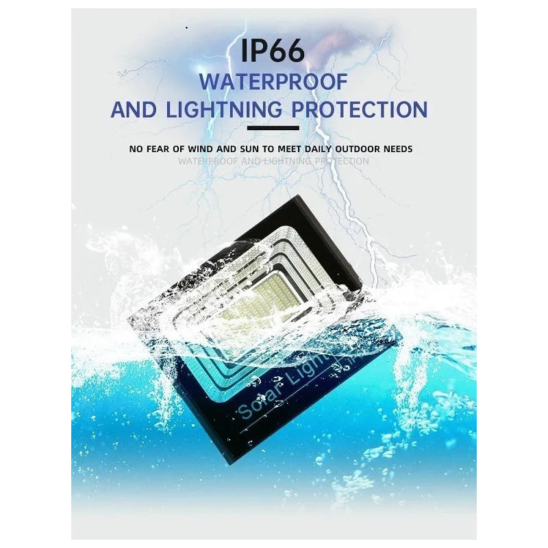 Foco Reflector 300w + Control + Panel Solar Ip66 Negro