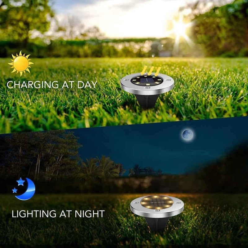 4 Luces Estaca Empotrables Solares Impermeables