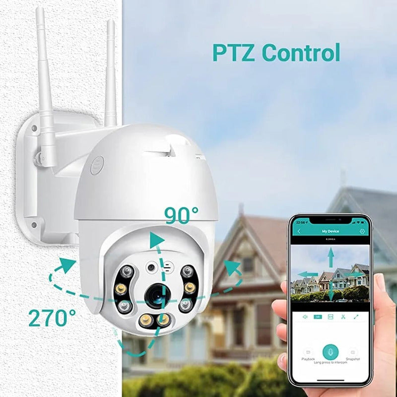 Cámara De Seguridad Domo Exterior Wifi Jortan 360° Full Hd Ip66 Blanco