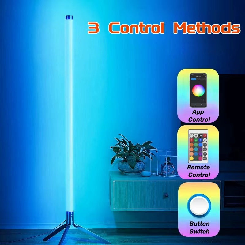 Lampara Esquinera Usb Luces Led Rgb Ambiente Moderno Gris Negro