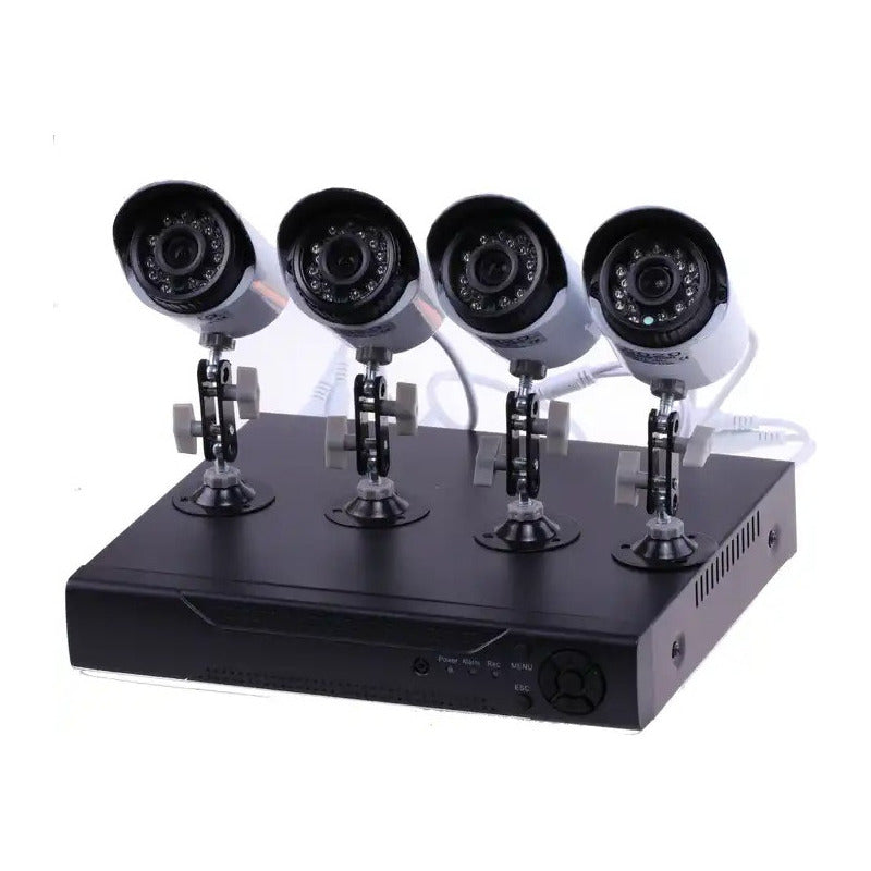 Kit Dvr Con 4 Cámaras De Seguridad Interior Y Exterior