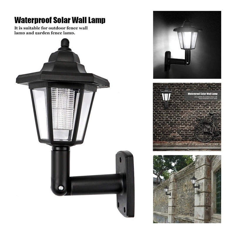 Pack X2 Farol Solar Retro Exterior Luz Led Jardin Antiguo Negro